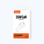 Recci RC83E Type-C PD & USB-A GaN Teknolojili QC3.0 Hızlı Şarj Başlığı 35W Beyaz