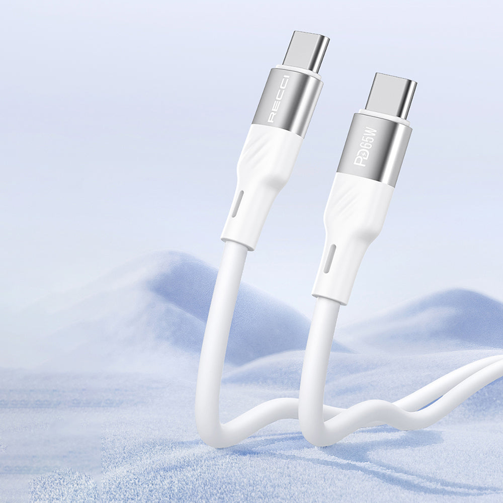 Recci RC85E GaN Teknolojili Hızlı Şarj Başlığı USB-A to Type-C PD 67W Kablolu Şarj Seti Beyaz