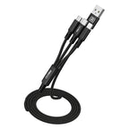 Recci RCS-D120 Fast Wind Serisi 3in1 USB-A to Lightning – Type-C – Micro Şarj ve Data Kablosu 1.2M Siyah