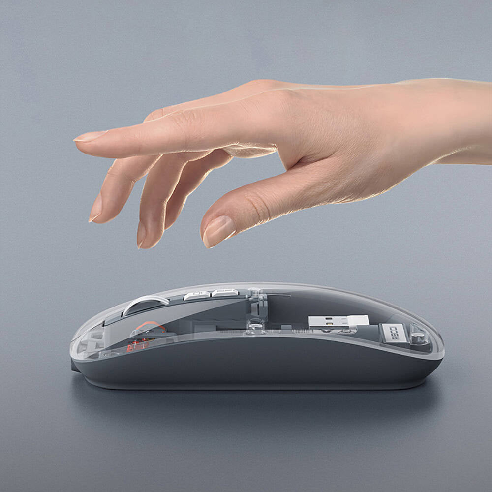 Recci RCS-M01 Space Capsule Serisi Multimod Kablosuz Şeffaf Tasarım Mouse Gri