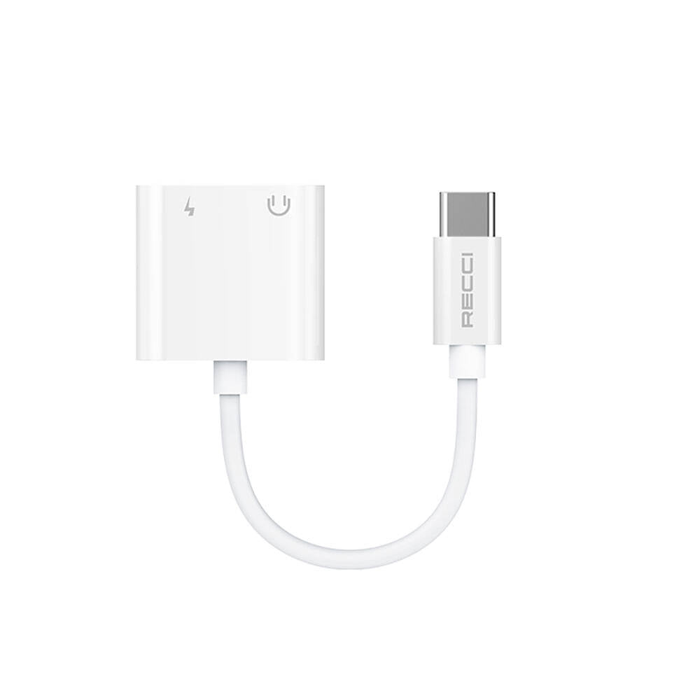 Recci RDS-A02 Type-C 2in1 Şarj ve Ses Adaptörü Beyaz