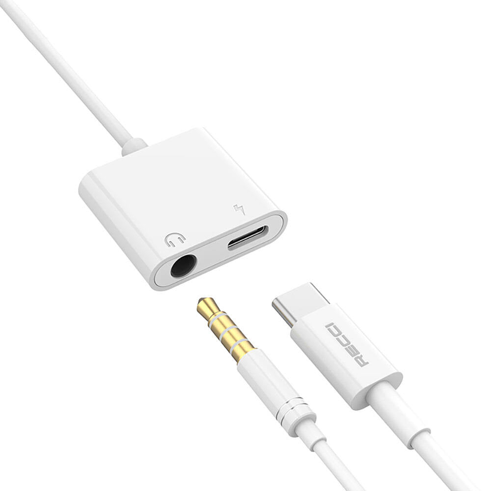 Recci RDS-A02 Type-C 2in1 Şarj ve Ses Adaptörü Beyaz