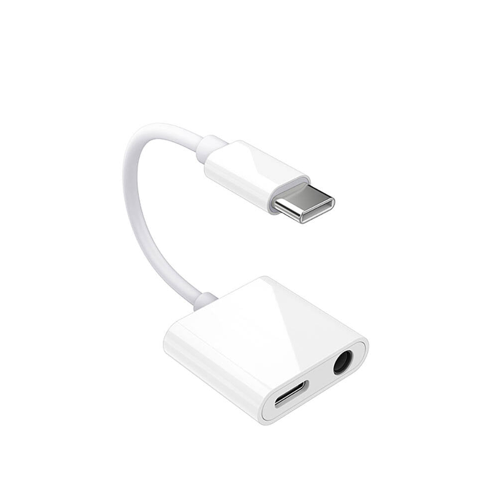 Recci RDS-A02 Type-C 2in1 Şarj ve Ses Adaptörü Beyaz