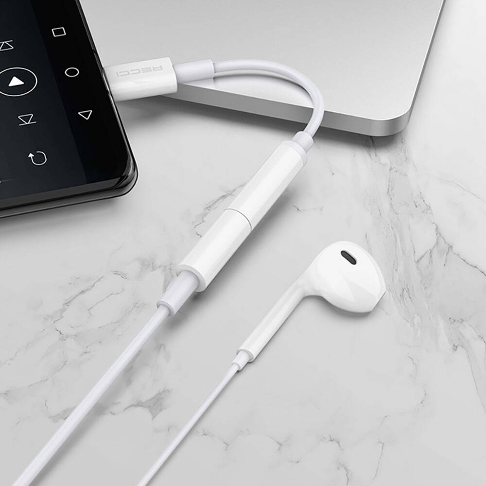Recci RDS-A03 3.5mm to Type-C Audio Kablo Beyaz