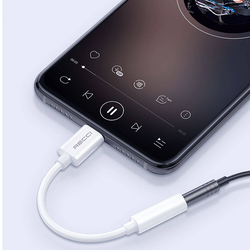 Recci RDS-A03 3.5mm to Type-C Audio Kablo Beyaz