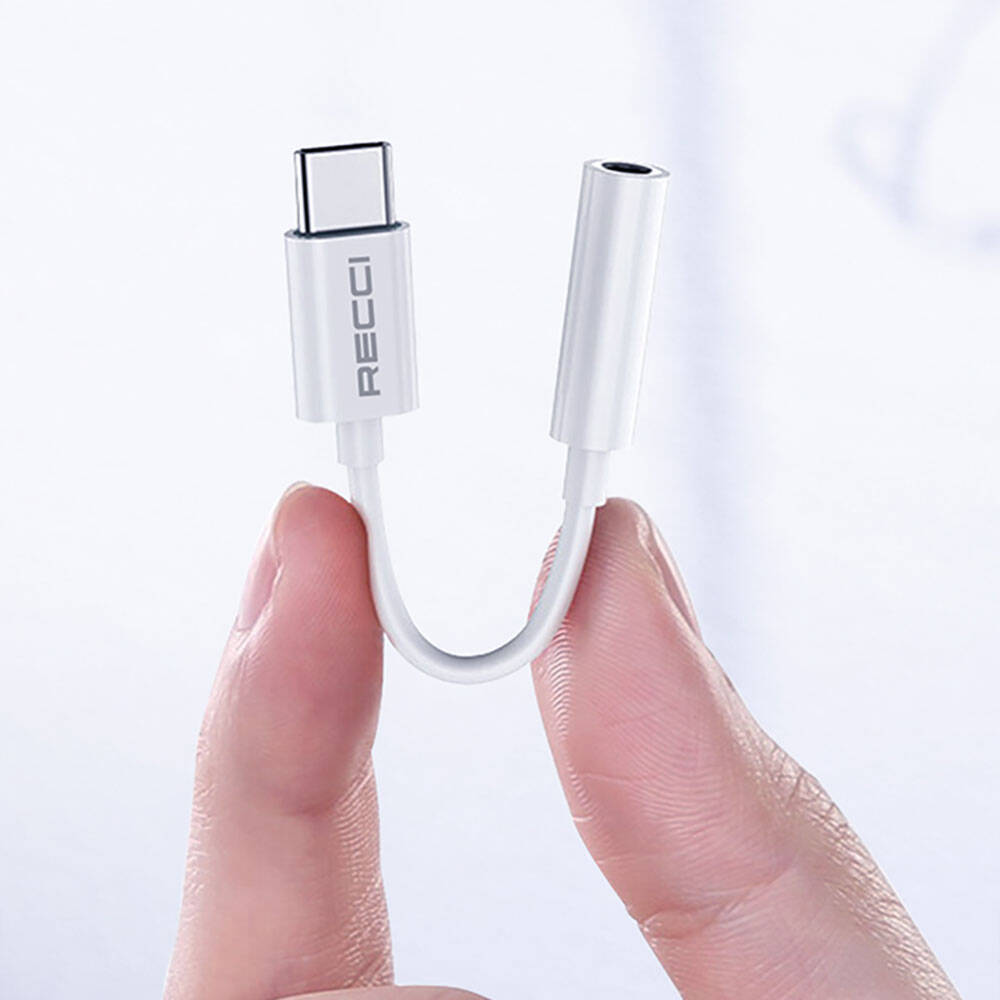 Recci RDS-A03 3.5mm to Type-C Audio Kablo Beyaz