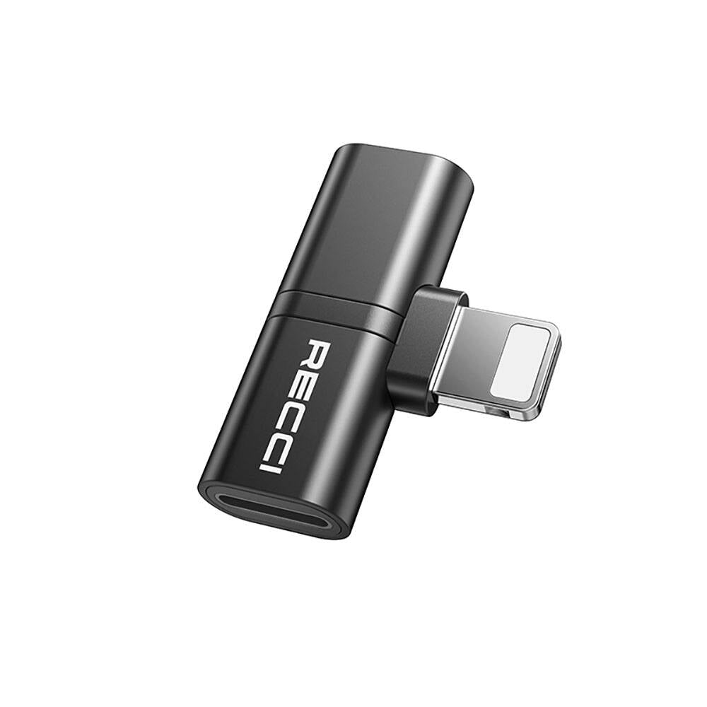 Recci RDS-A05 Lightning 2in1 Şarj ve Ses Adaptörü Siyah