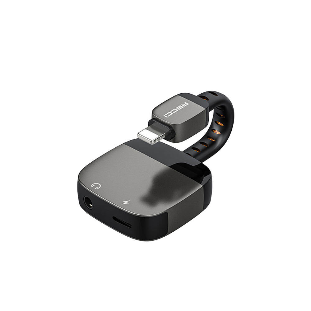 Recci RDS-A12 Lightning 2in1 Şarj ve Ses Adaptörü Siyah