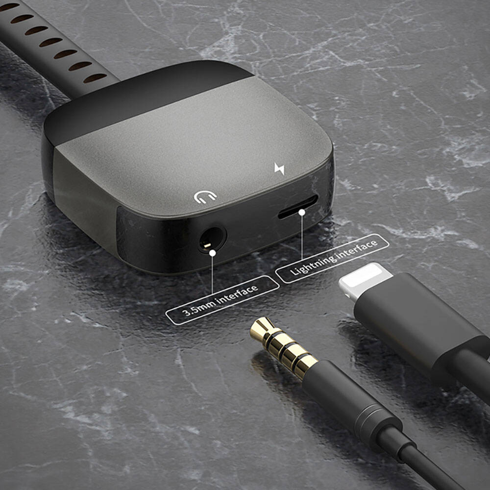 Recci RDS-A12 Lightning 2in1 Şarj ve Ses Adaptörü Siyah