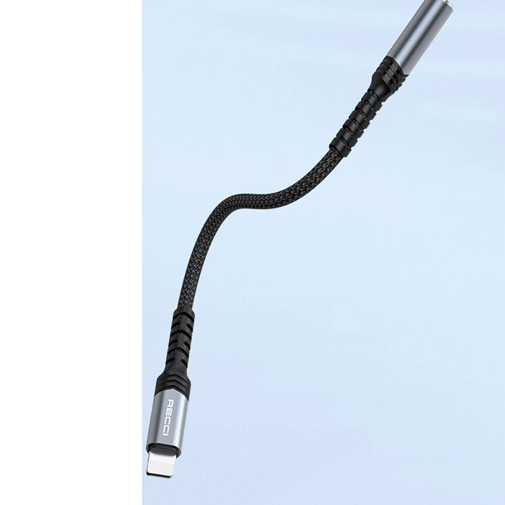 Recci RDS-A23 3.5mm to Lightning Audio Kablo Gri