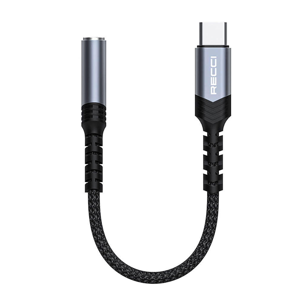 Recci RDS-A25 3.5mm to Type-C Audio Kablo Gri