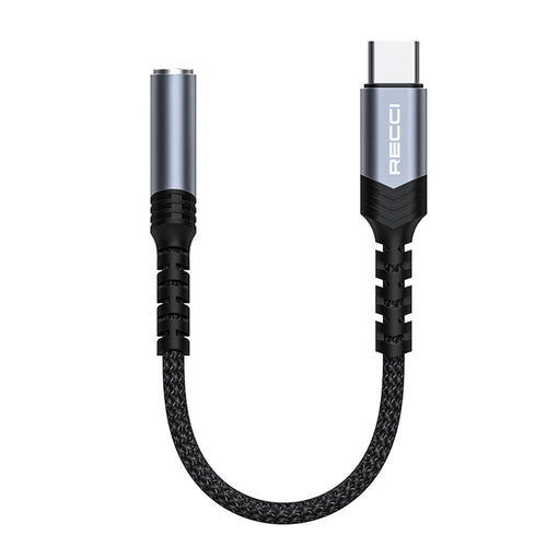 Recci RDS-A25 3.5mm to Type-C Audio Kablo Gri