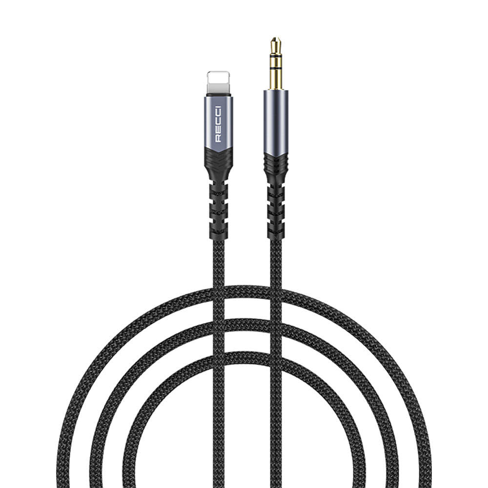 Recci RDS-A26 Lightning to 3.5mm AUX Audio Kablo Gri