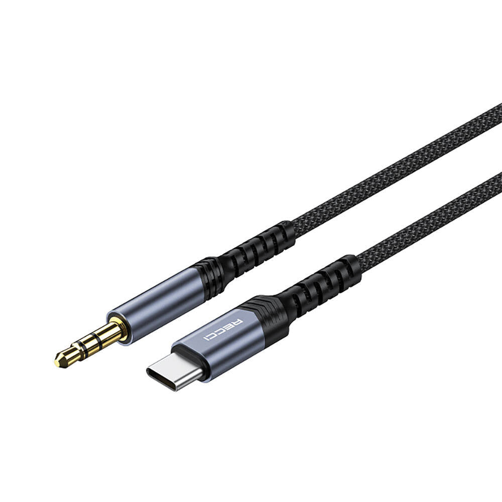 Recci RDS-A27 Type-C to 3.5mm AUX Audio Kablo Gri