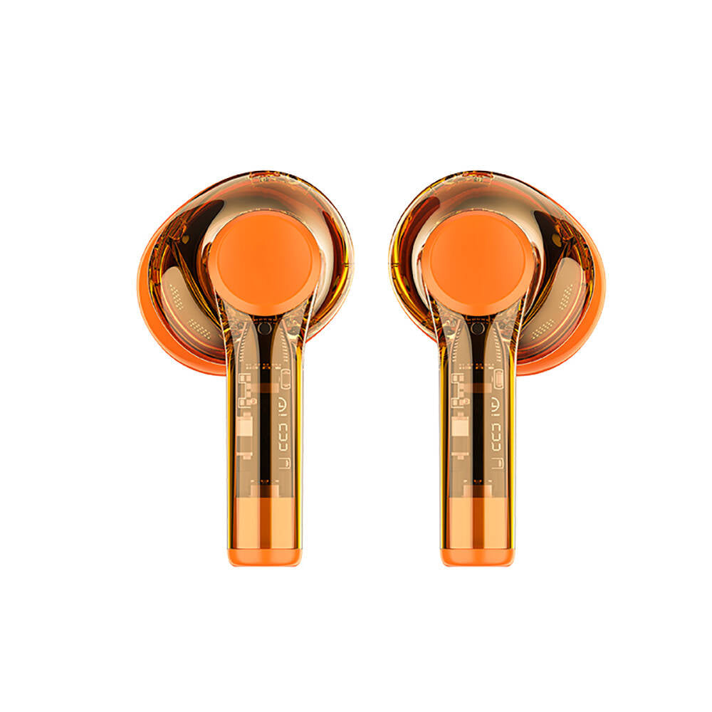 Recci REP-W50 Şeffaf Tasarım Hi-Fi Ses Kaliteli Bluetooth v5.3 Amber Serisi Kulak İçi Kulaklık Turuncu