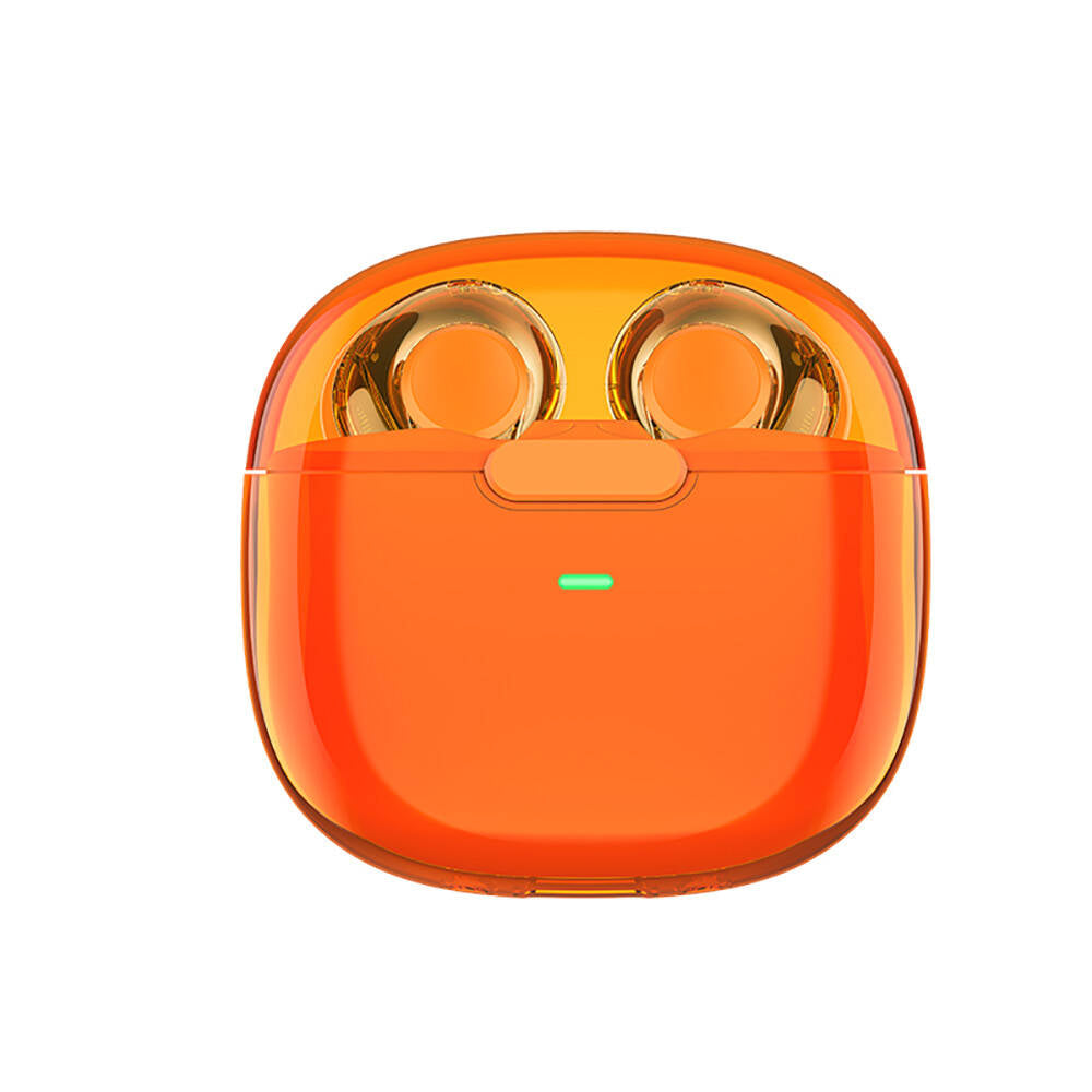 Recci REP-W50 Şeffaf Tasarım Hi-Fi Ses Kaliteli Bluetooth v5.3 Amber Serisi Kulak İçi Kulaklık Turuncu