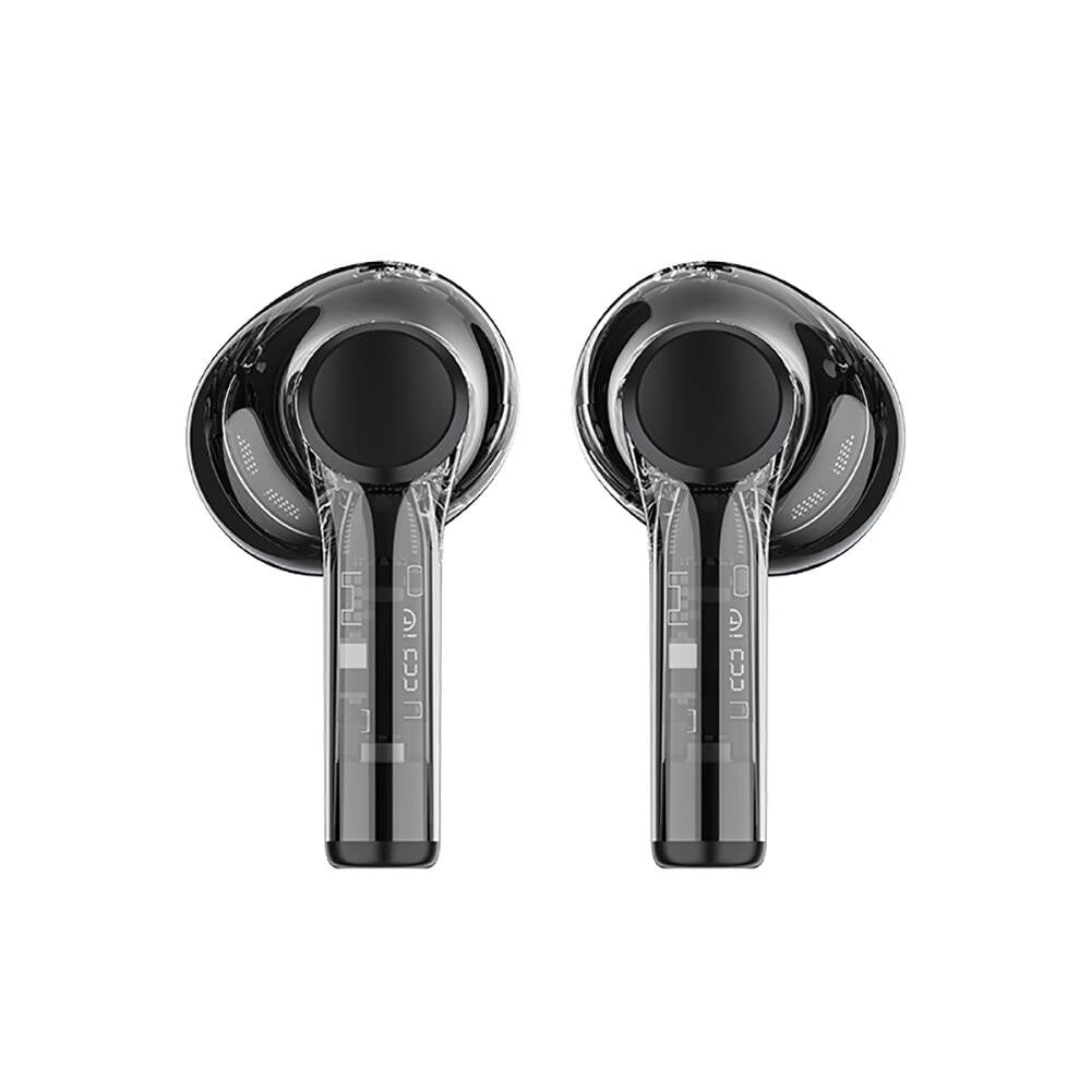Recci REP-W50 Şeffaf Tasarım Hi-Fi Ses Kaliteli Bluetooth v5.3 Amber Serisi Kulak İçi Kulaklık Siyah