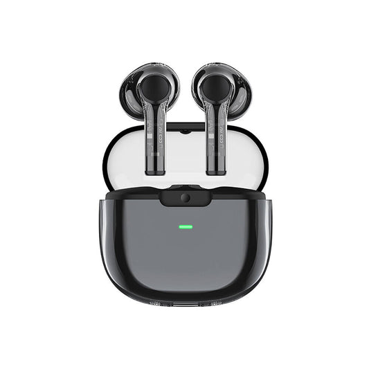 Recci REP-W50 Şeffaf Tasarım Hi-Fi Ses Kaliteli Bluetooth v5.3 Amber Serisi Kulak İçi Kulaklık Siyah