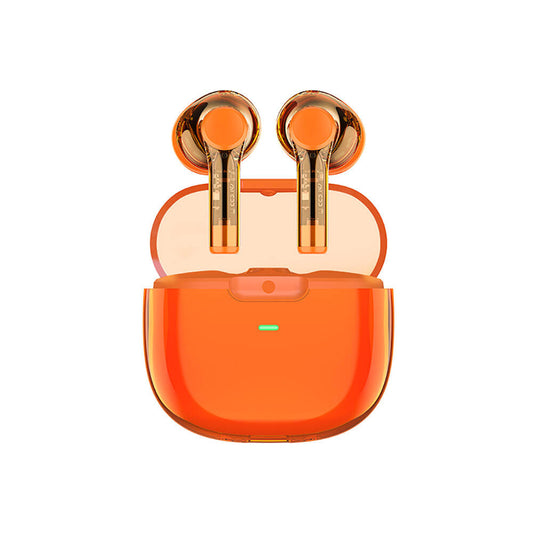 Recci REP-W50 Şeffaf Tasarım Hi-Fi Ses Kaliteli Bluetooth v5.3 Amber Serisi Kulak İçi Kulaklık Turuncu