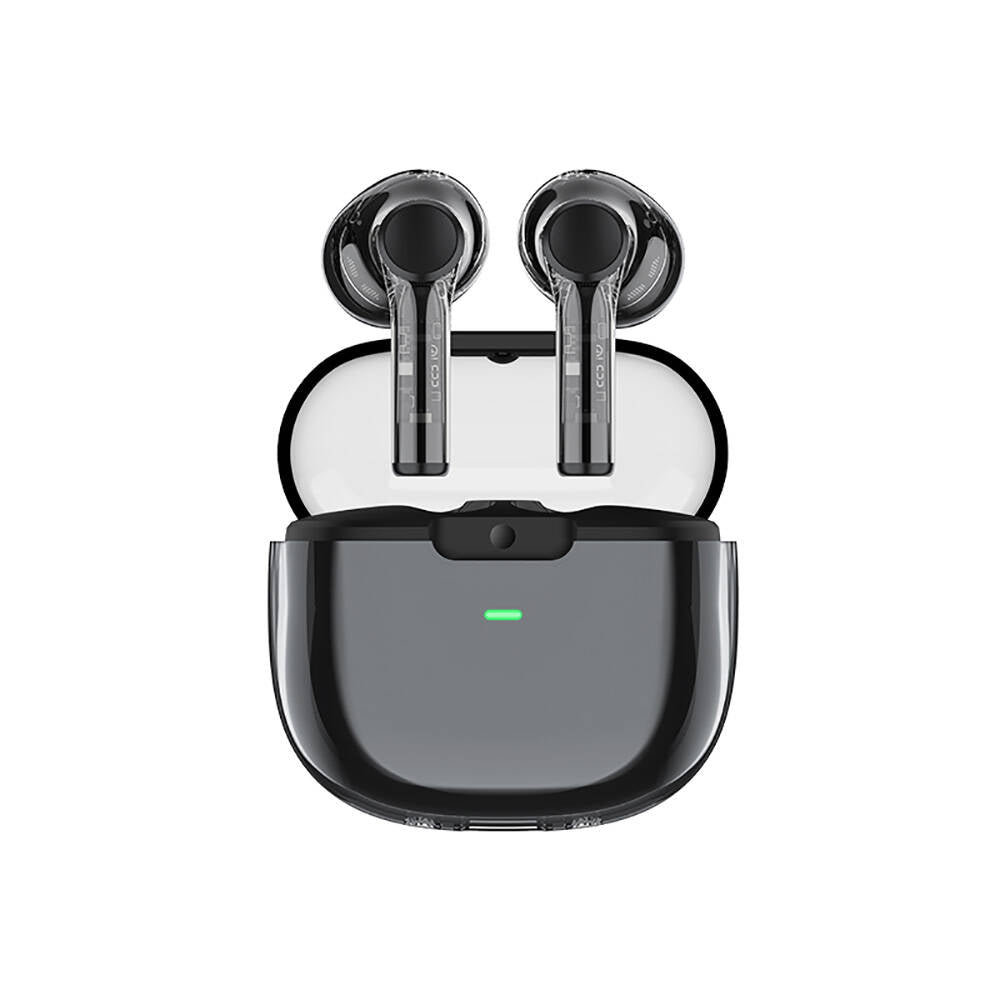 Recci REP-W50 Şeffaf Tasarım Hi-Fi Ses Kaliteli Bluetooth v5.3 Amber Serisi Kulak İçi Kulaklık Siyah