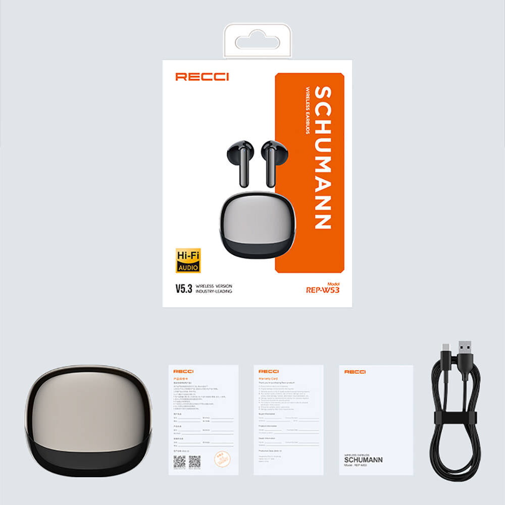 Recci REP-W53 Schumann Serisi TWS Kulak İçi Bluetooth v5.3 Kulaklık Gri