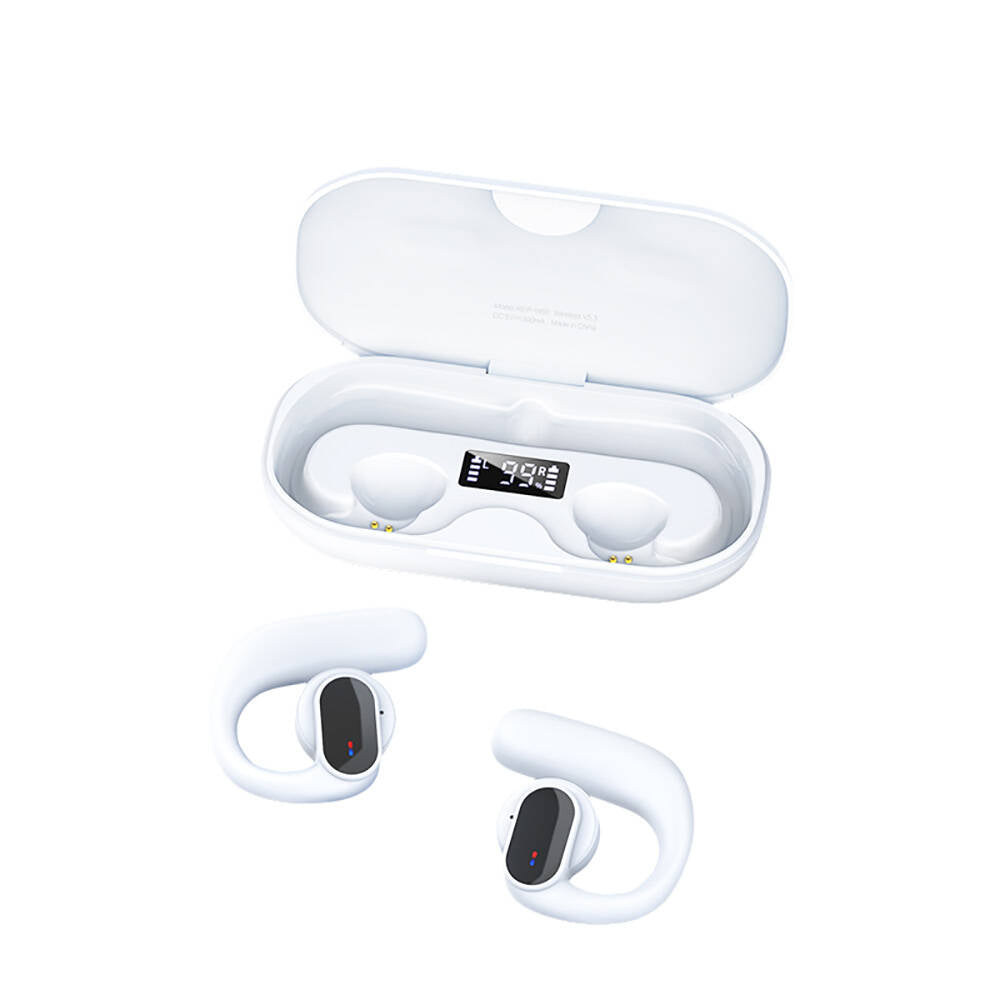 Recci REP-W60 Angel Serisi Dijital LED Göstergeli Hi-Fi Ses Kaliteli TWS Kulak İçi Bluetooth v5.3 Kulaklık Beyaz