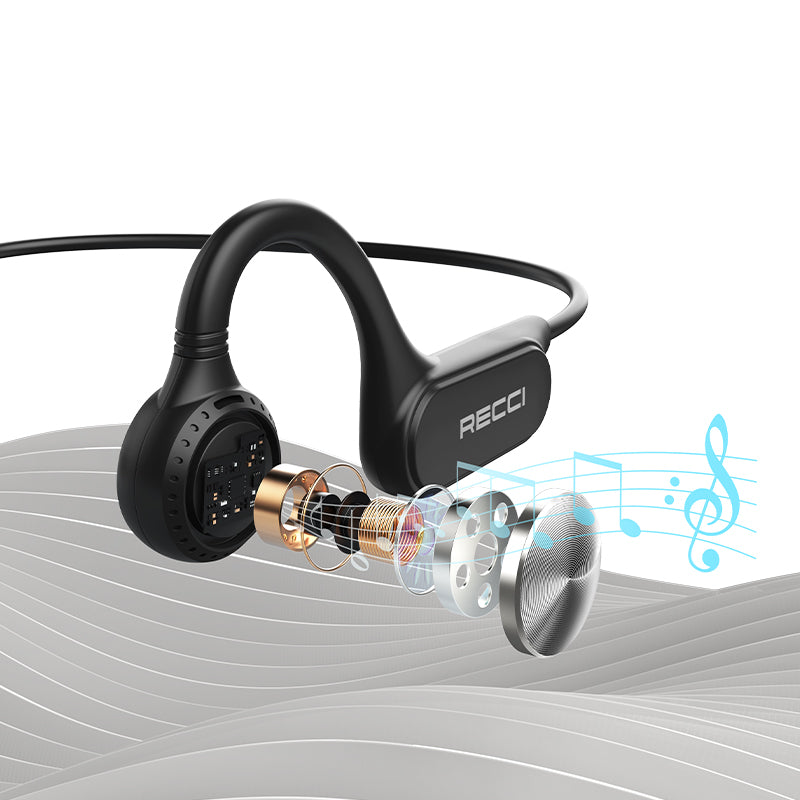 Recci REP-W61 Vogue Serisi Hi-Fi HD Ses Kaliteli Kemik İletimi Kulak Üstü Bluetooth Kulaklık Siyah