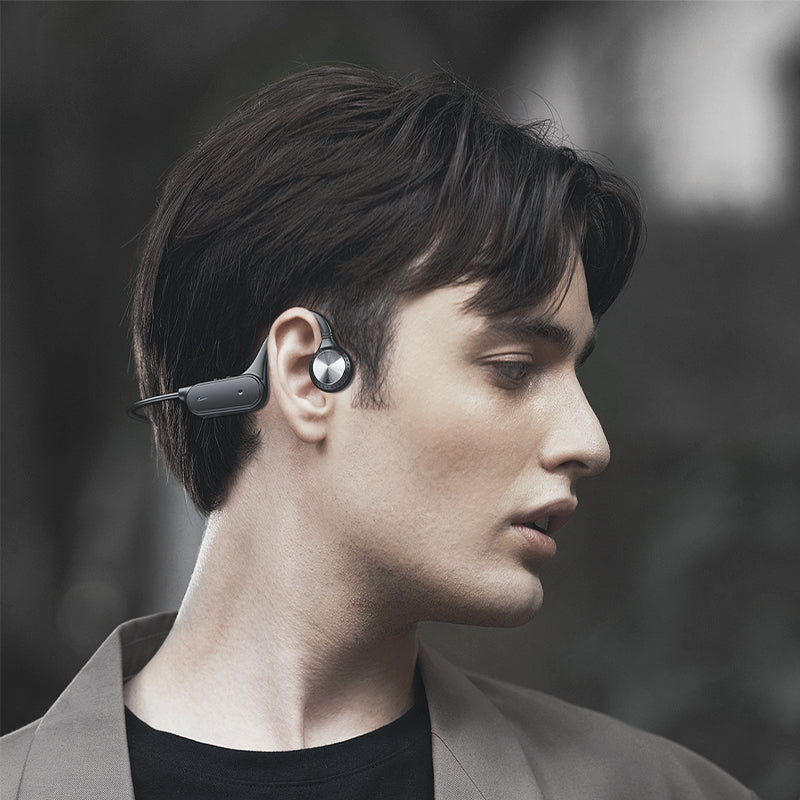 Recci REP-W61 Vogue Serisi Hi-Fi HD Ses Kaliteli Kemik İletimi Kulak Üstü Bluetooth Kulaklık Siyah