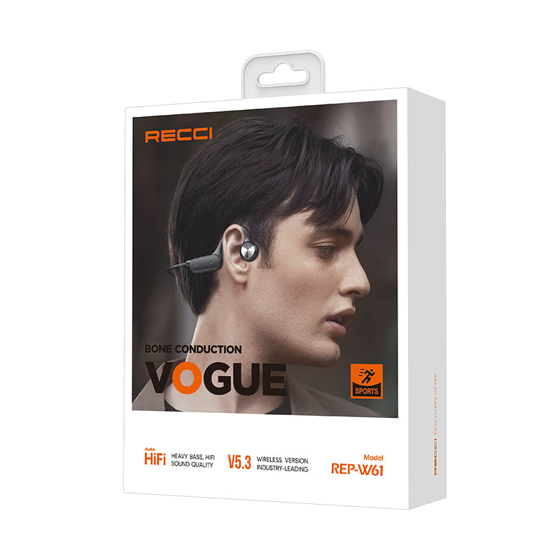 Recci REP-W61 Vogue Serisi Hi-Fi HD Ses Kaliteli Kemik İletimi Kulak Üstü Bluetooth Kulaklık Siyah