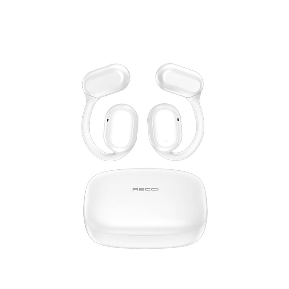 Recci REP-W76 OWS Wireless Hi-Fi Ses Kaliteli Dijital Led Göstergeli Bluetooth v5.3 Elegant Serisi Kulak İçi Kulaklık Beyaz