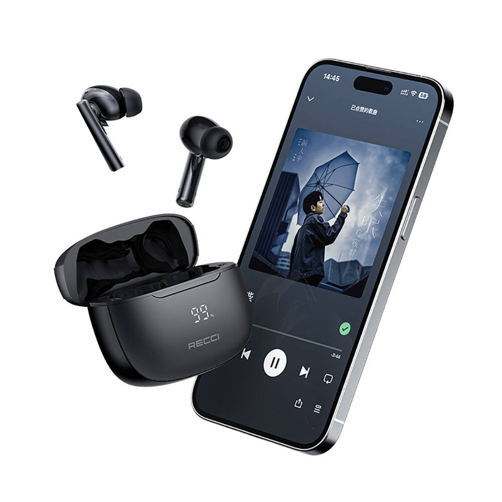 Recci REP-W77 Warrior Serisi ANC Özellikli TWS Kulak İçi Bluetooth v5.3 Kulaklık Siyah