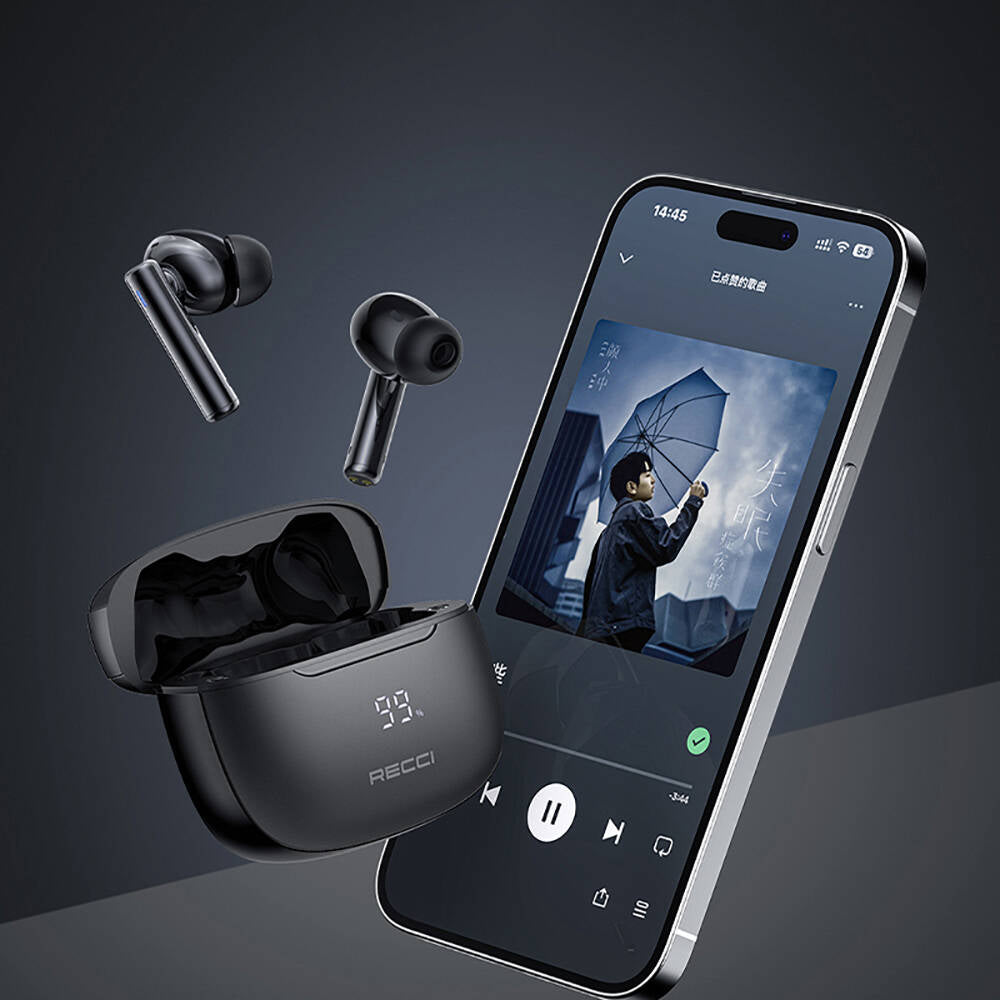 Recci REP-W77 Warrior Serisi ANC Özellikli TWS Kulak İçi Bluetooth v5.3 Kulaklık Siyah
