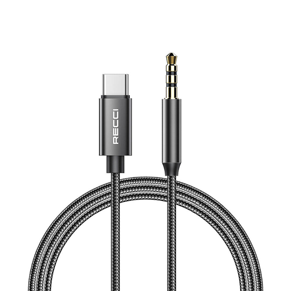 Recci RH03 Type-C to 3.5mm AUX Audio Kablo Siyah