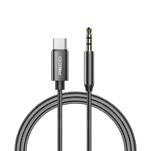Recci RH03 Type-C to 3.5mm AUX Audio Kablo Siyah
