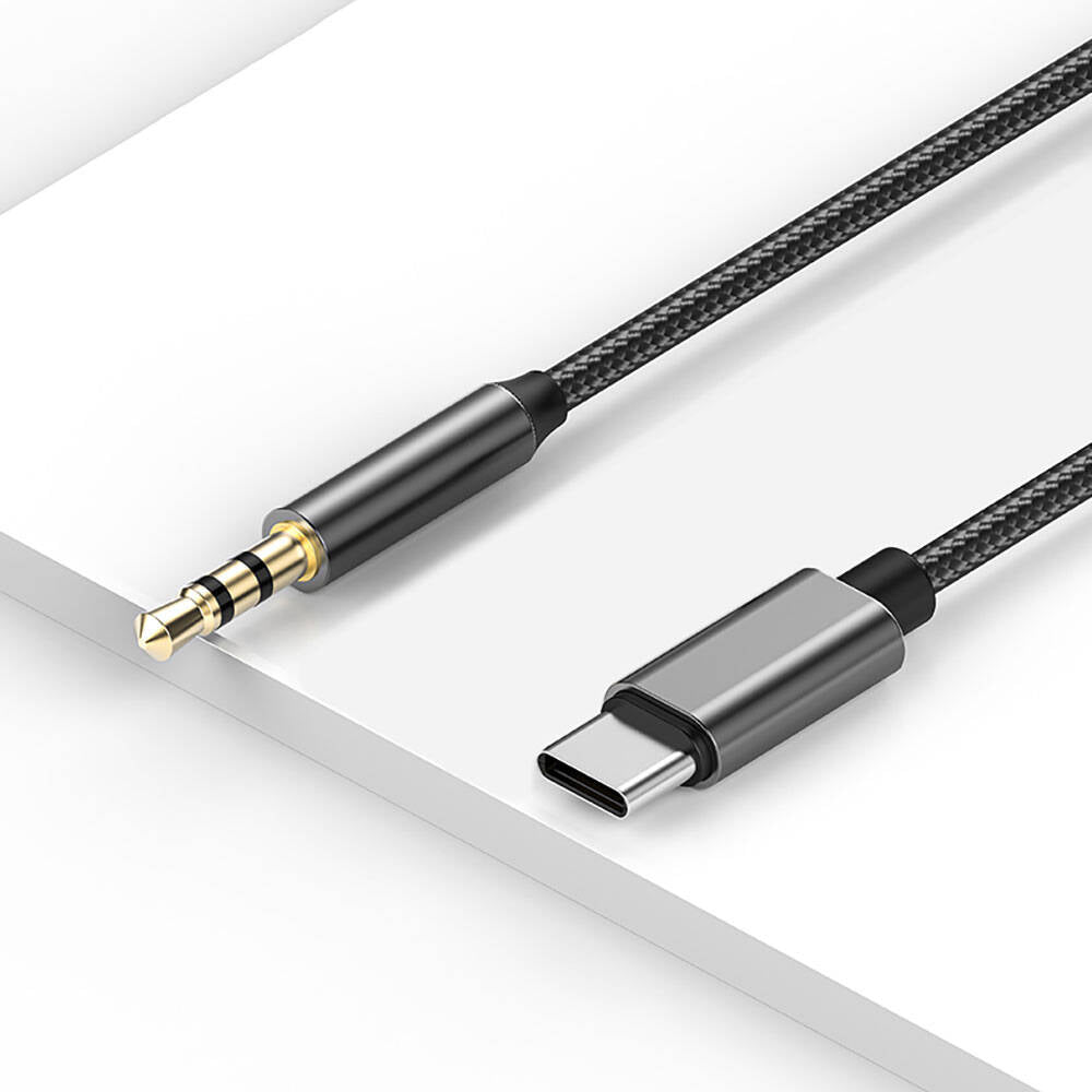 Recci RH03 Type-C to 3.5mm AUX Audio Kablo Siyah