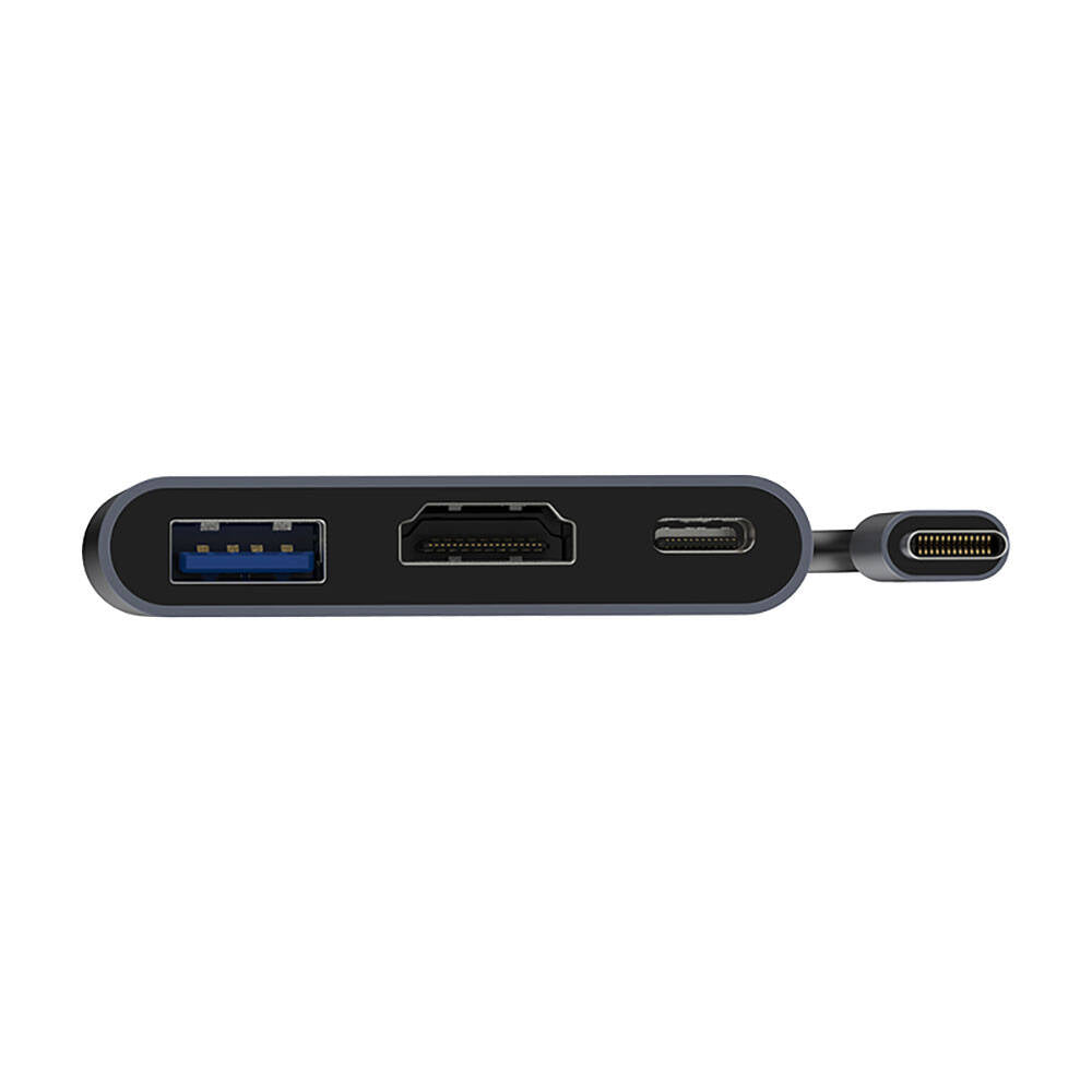 Recci RH05 Type-C to Type-C PD100W + HDMI 4K@30Hz + USB3.0 Bağlantı Özellikli 3in1 Hub Gri