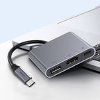 Recci RH05 Type-C to Type-C PD100W + HDMI 4K@30Hz + USB3.0 Bağlantı Özellikli 3in1 Hub Gri