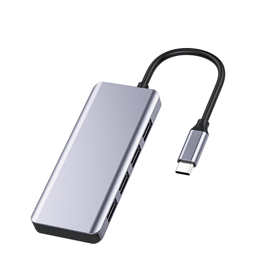 Recci RH06 Type-C to 4 USB3.0 + Micro Bağlantı Özellikli 5in1 USB Çoğaltıcı Hub Gri