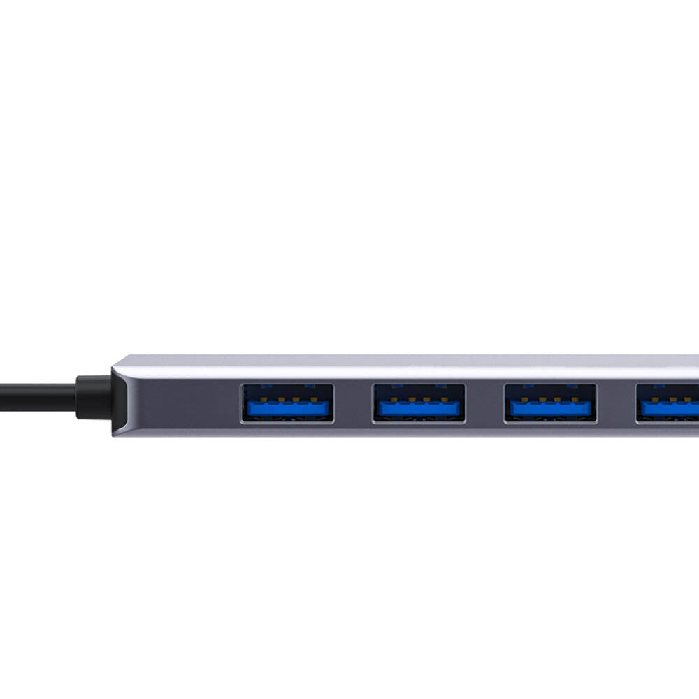 Recci RH06 Type-C to 4 USB3.0 + Micro Bağlantı Özellikli 5in1 USB Çoğaltıcı Hub Gri