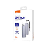 Recci RH06 Type-C to 4 USB3.0 + Micro Bağlantı Özellikli 5in1 USB Çoğaltıcı Hub Gri