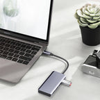 Recci RH06 Type-C to 4 USB3.0 + Micro Bağlantı Özellikli 5in1 USB Çoğaltıcı Hub Gri
