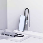 Recci RH06 Type-C to 4 USB3.0 + Micro Bağlantı Özellikli 5in1 USB Çoğaltıcı Hub Gri