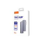 Recci RH08 Type-C to Type-C + SD/TF + USB3.0 + USB2.0 + HDMI + Thunderbolt 3 Bağlantılı 7in2 Hub Gri