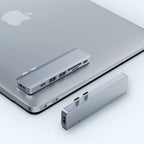 Recci RH08 Type-C to Type-C + SD/TF + USB3.0 + USB2.0 + HDMI + Thunderbolt 3 Bağlantılı 7in2 Hub Gri
