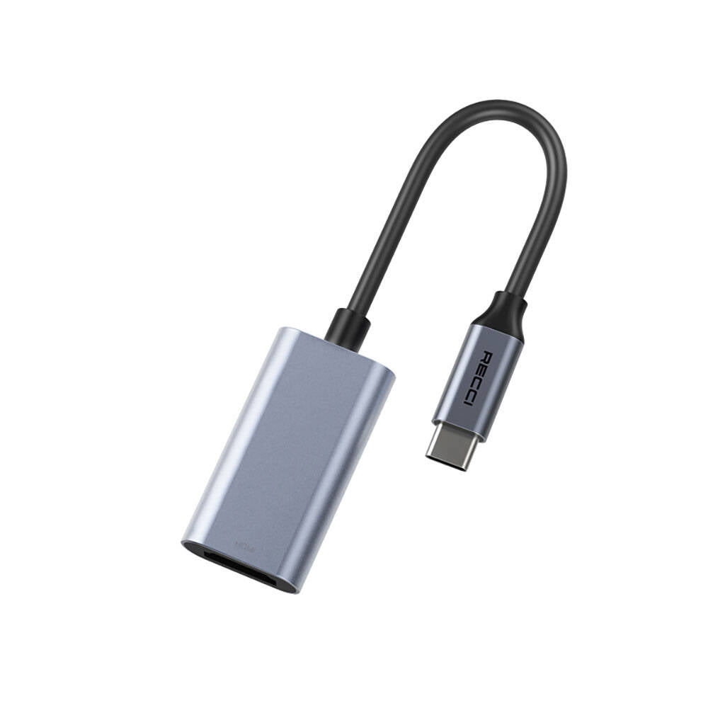 Recci RH11 HDMI to Type-C Dönüştürücü Kablo Gri