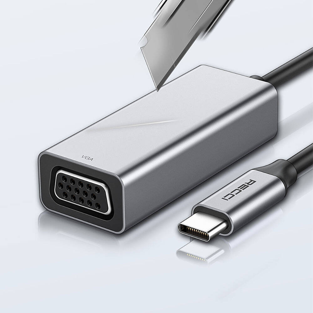 Recci RH12 VGA to Type-C Dönüştürücü Kablo Gri