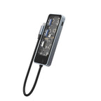 Recci RH16 Type-C to Type-C PD100W + USB3.0 + HDMI + Type-C Bağlantılı 5in1 Hub Gri