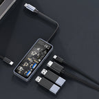 Recci RH16 Type-C to Type-C PD100W + USB3.0 + HDMI + Type-C Bağlantılı 5in1 Hub Gri