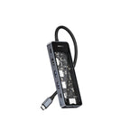 Recci RH17 Type-C to Type-C PD100W + USB3.0 + HDMI + Type-C + RJ45 Bağlantılı 6in1 Hub Gri