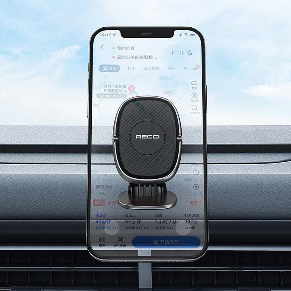 Recci RHO-C18 Güçlü Magnetik 360 Derece Dönebilen Düz Zemin Araç Telefon Tutucu Siyah